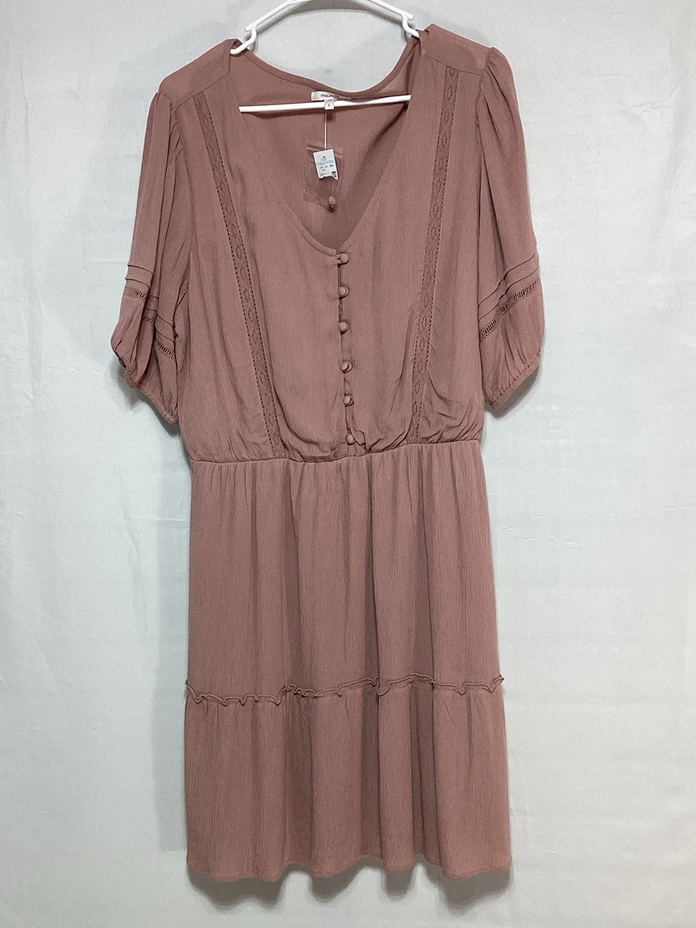 NWT Maurices Large Dusty Rose Button-Front Midi Dress